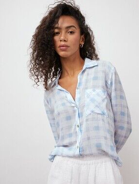 Rails Josephine Button Down Shirt Blue Sky Plaid Medium Lightweight